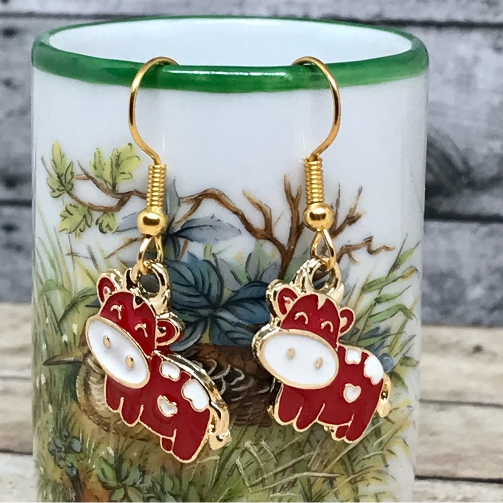 Cow Farm Animal Hook Earrings